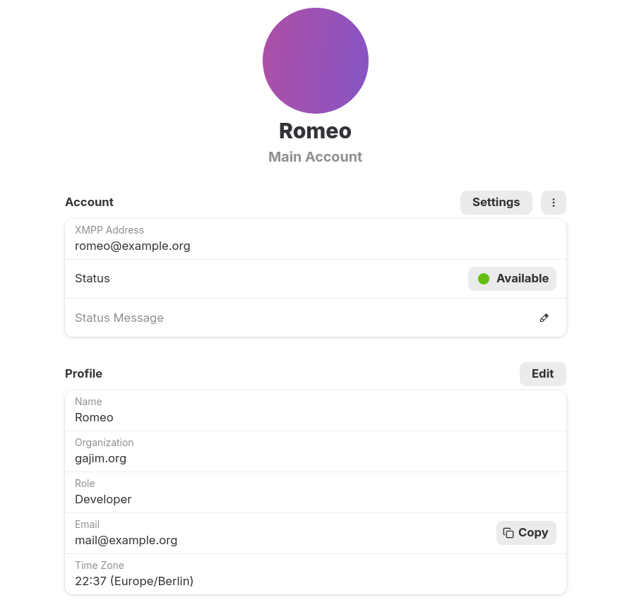 Dein Profil auf der Kontoseite