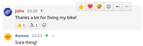 Message Reactions in Gajim 1.9.0